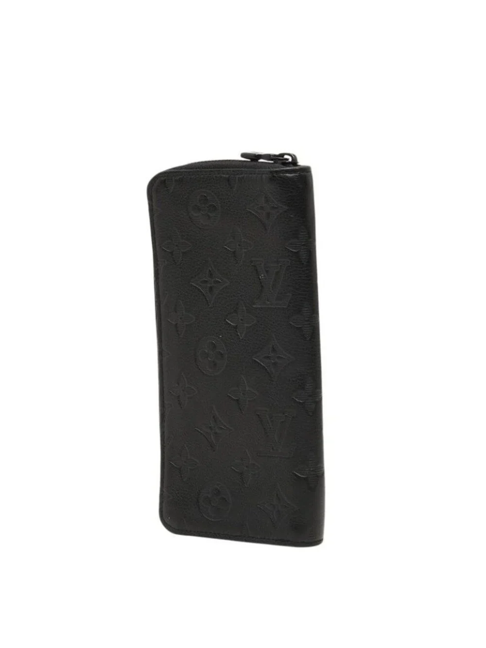 Louis Vuitton Monogram Shadow Zippy Wallet Vertical Zip Around Black Leather